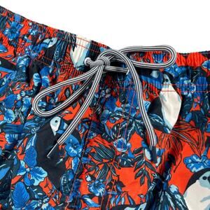 Ted Baker London Swim Trunks Mens 6 (2XL) Orange Blue Toucan Print Lobster Lined